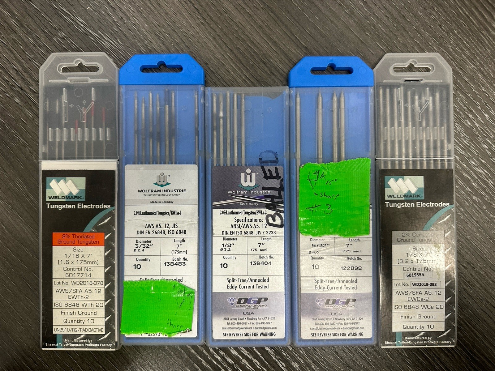 Various Tungsten Electrodes