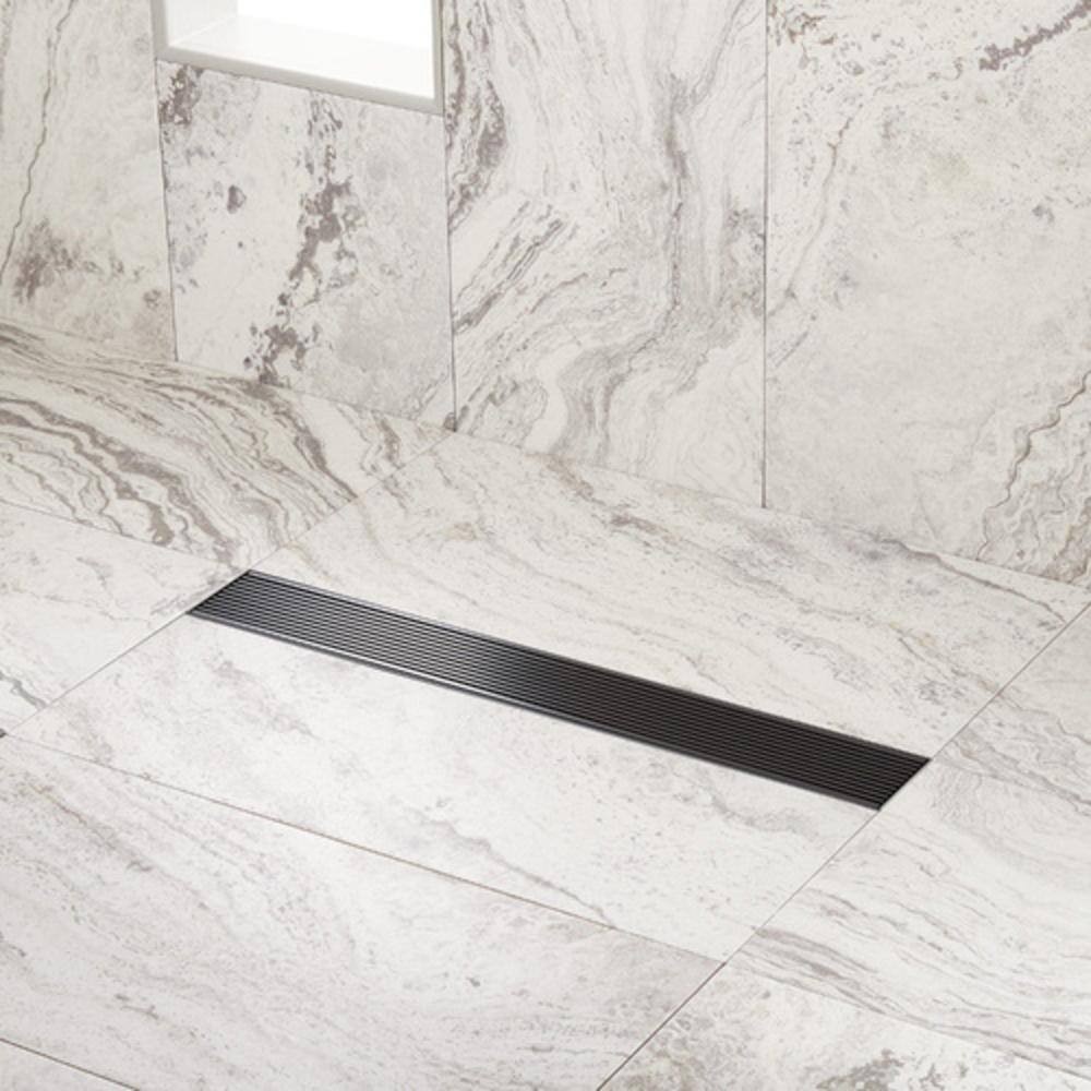 SS Rectangular Shower Drain-28"*3.35"*2.91"*2"d-H06 pattern-MAT BLACK finish