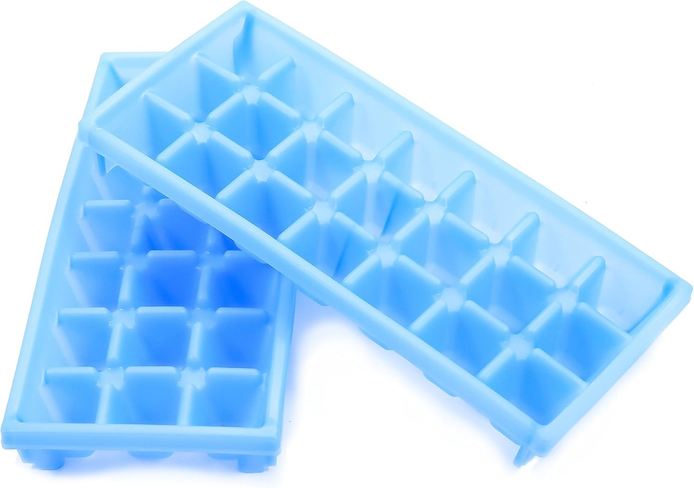 Camco Stackable Mini Ice Cube Trays Compact Spaces 2 Pack Blue