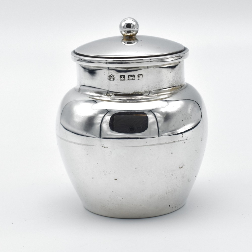 Antique Solid Sterling Silver Miniature Tea Caddy Canister 1911