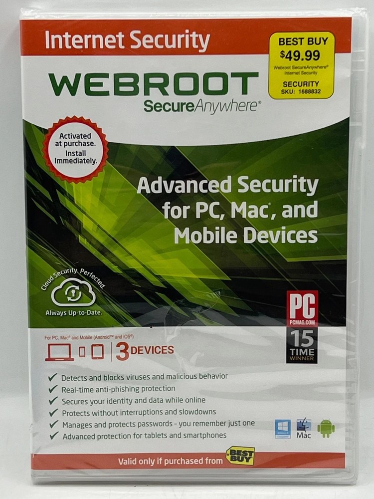 Webroot Secure Anywhere Internet Security -New-Sealed