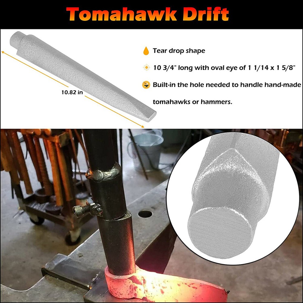 Tomahawk Eye Drift/Mandrel Blacksmith Tool Includes Drift Holder and Plate