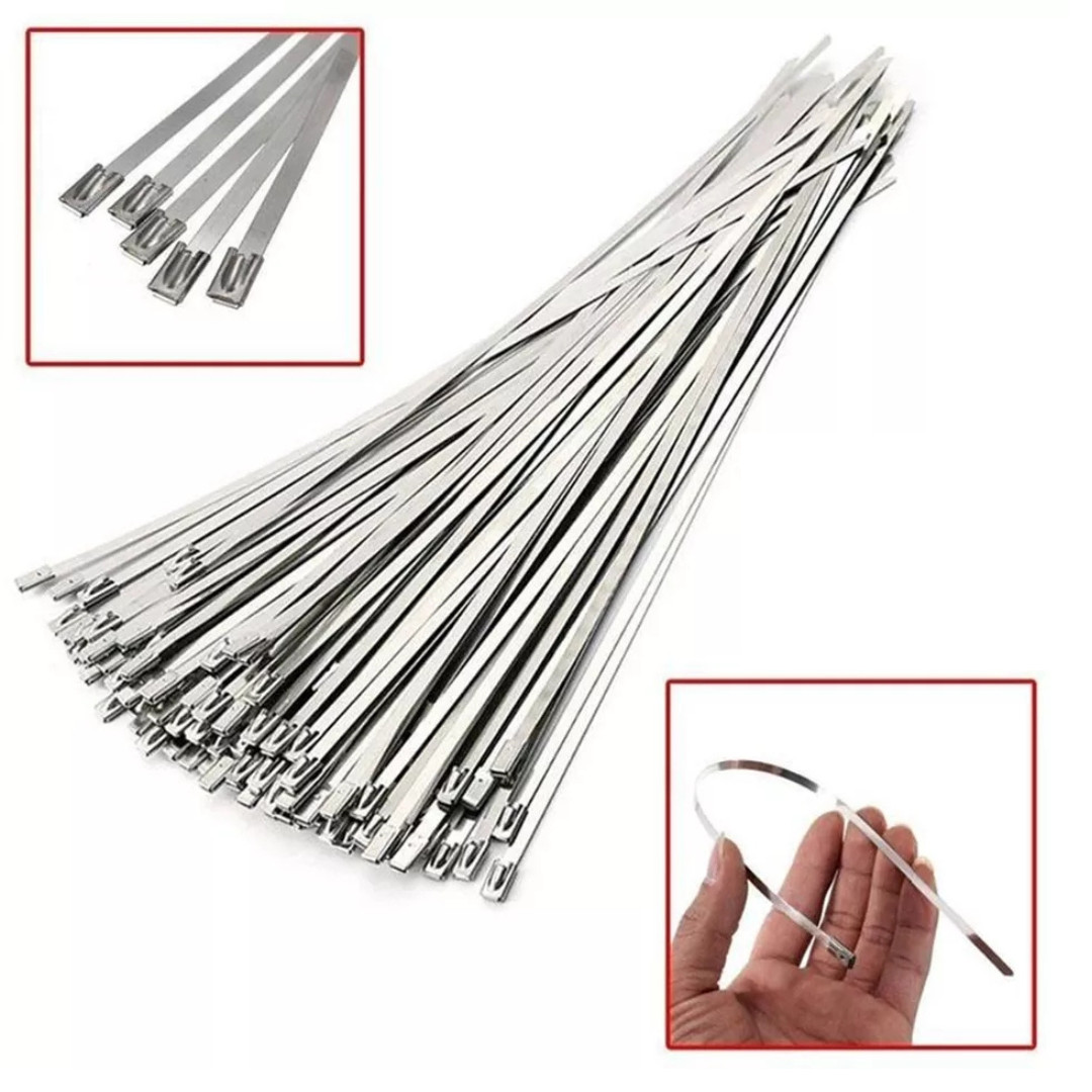 Zip Ties 50Pcs 150*4.6mm Stainless Steel Metal Exhaust Wrap Locking Cable