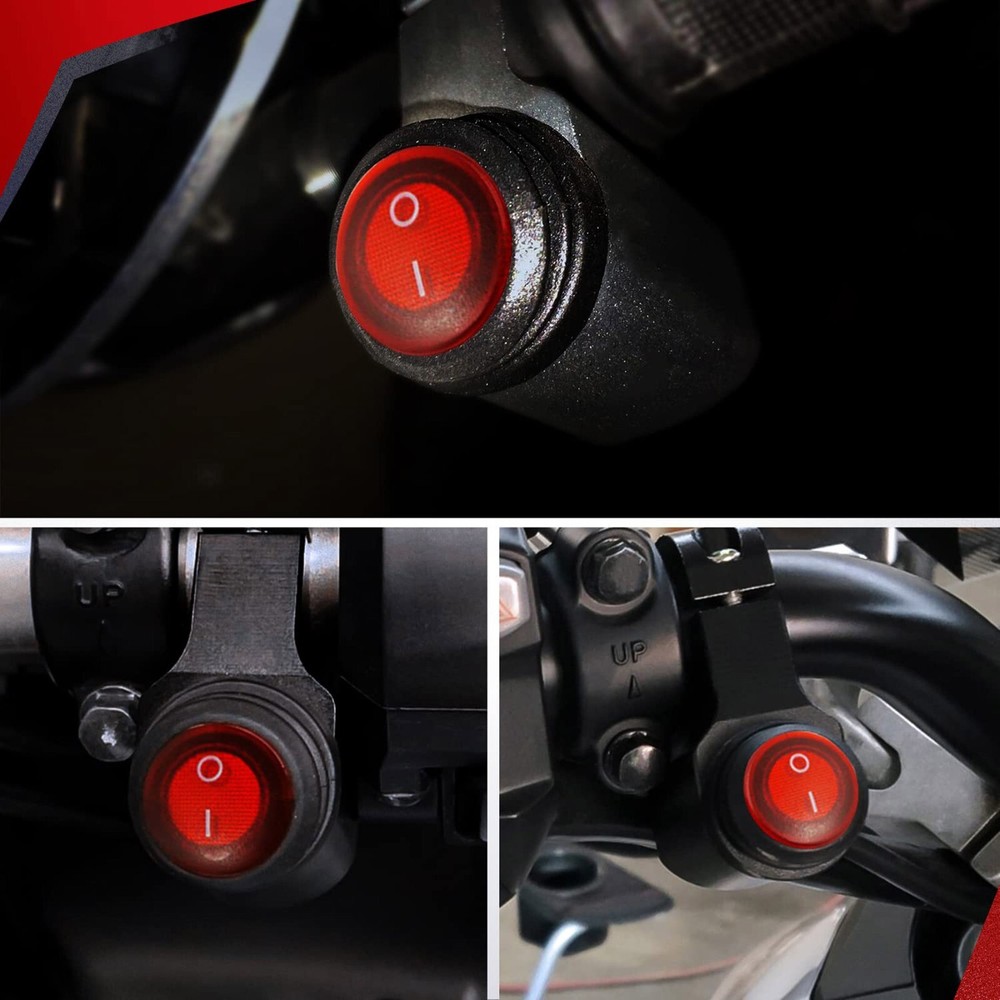 LED Motorcycle Switch ON OFF Handlebar Mount Push Button 12V Headlight Fog Light