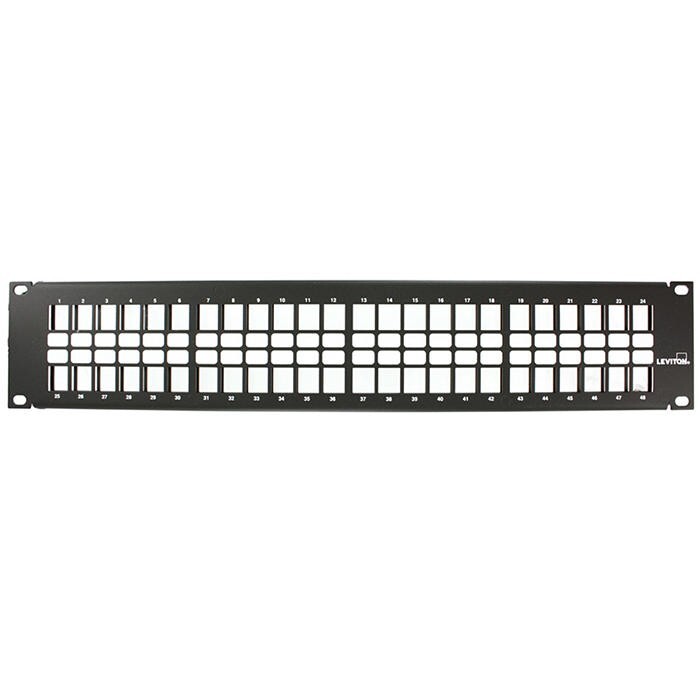 Leviton 49255-H48 Flat Quickport 2RU 48-Port Patch Panel Black