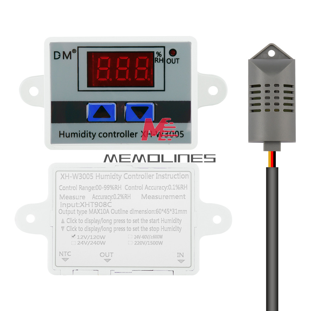 XH-W3005 DC/AC Digital LED Humidity Controller Hygrometer Switch Sensor New