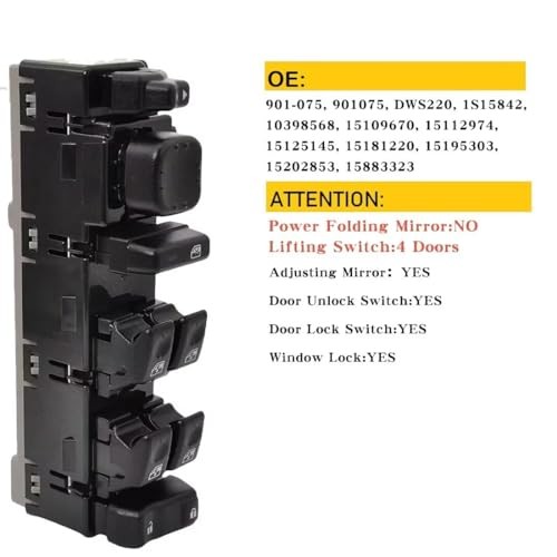 Master Power Window Control Switch Driver Side Compatible with Chevy GMC