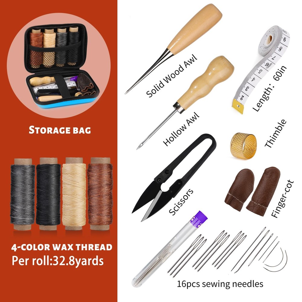 MORFEN Leather Sewing Kit, Stitching Kit Multicolor (Standard Kit)