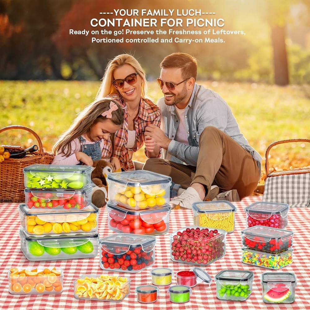 40pc Plastic Food Storage Containers Set Airtight Leakproof Stackable 20+20