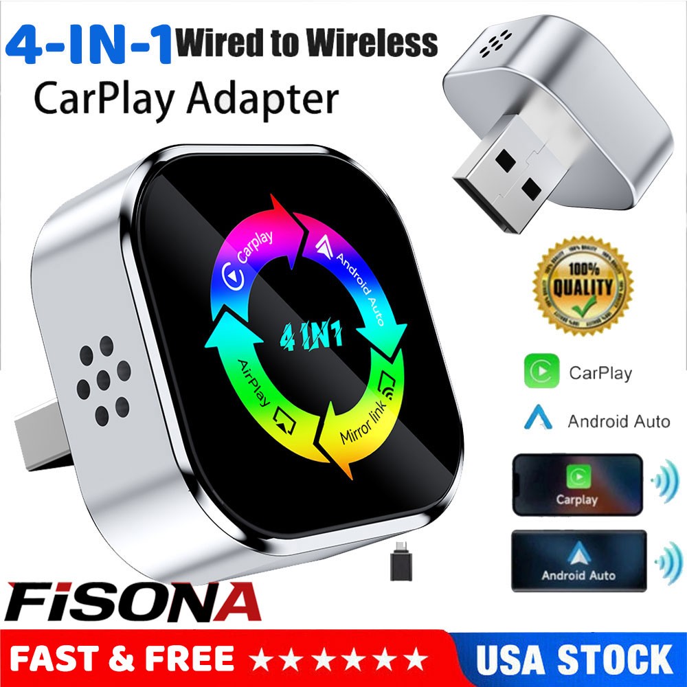 Wireless CarPlay Adapter for Apple iPhone & Android Auto USB Adapter Plug & Play