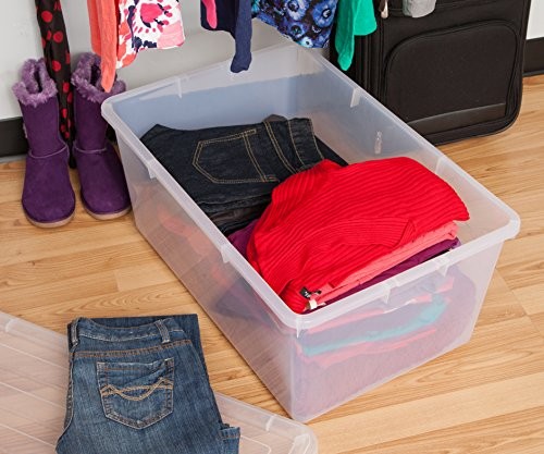 68 Qt Stackable Plastic Storage Bins with Lids, 5 Pack - 68 Qt. - 5 Pack Clear