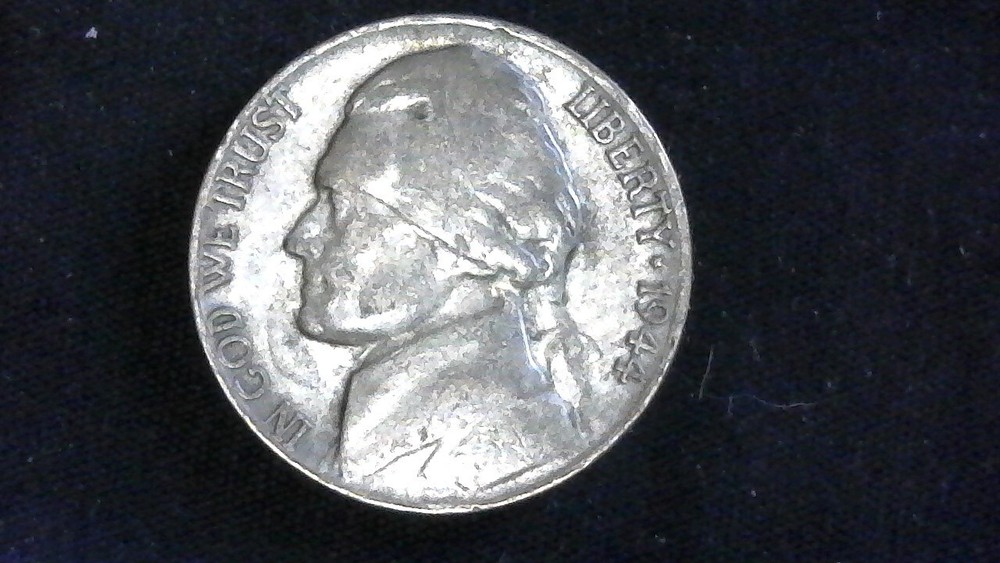 STRIKE THROUGH ERROR ~ 1944 Silver War Nickel Error