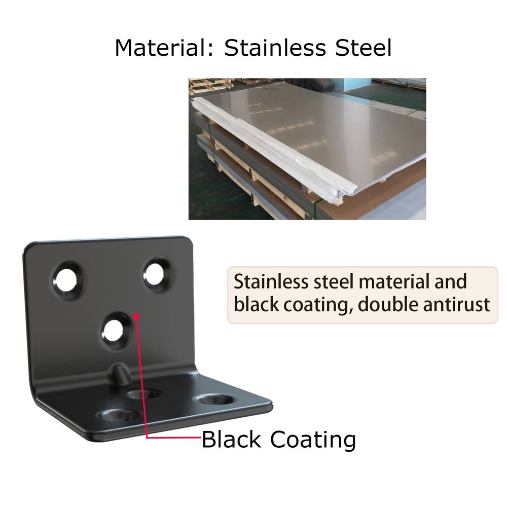 Black Stainless Steel Shelf Bracket,Joint Right Angle Bracket,L Shape