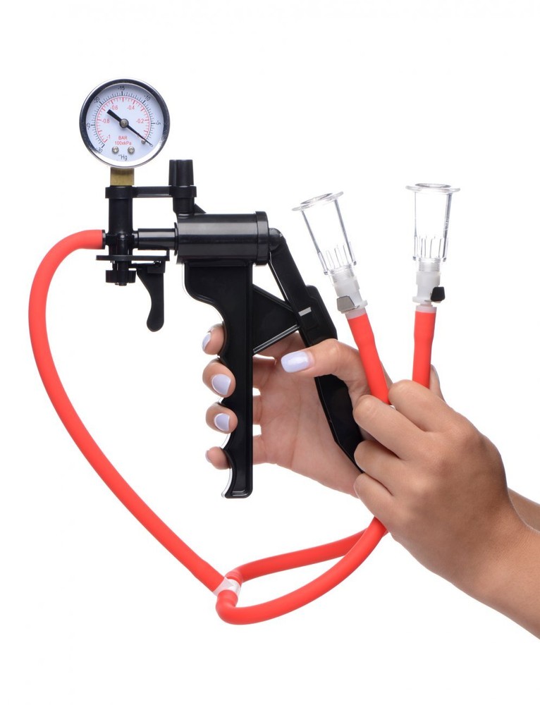 Master Series Nipple Pump Suction Stimulation Increase Size and Sensitivity Red
