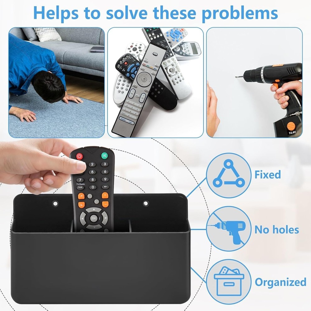 3 Pack Remote Control Wall Mount Holder for TV Couch Bed