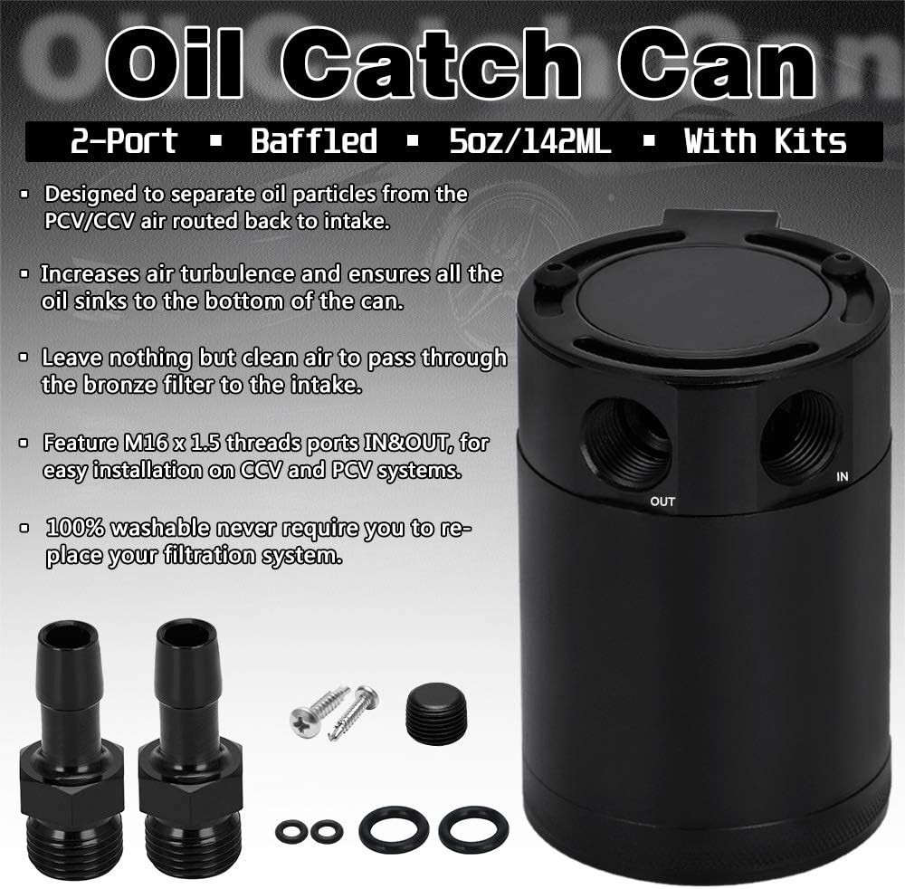 Baffled Oil Catch Can Kit Universal 2 Port Aluminum Oil Separator Reservoir Tank