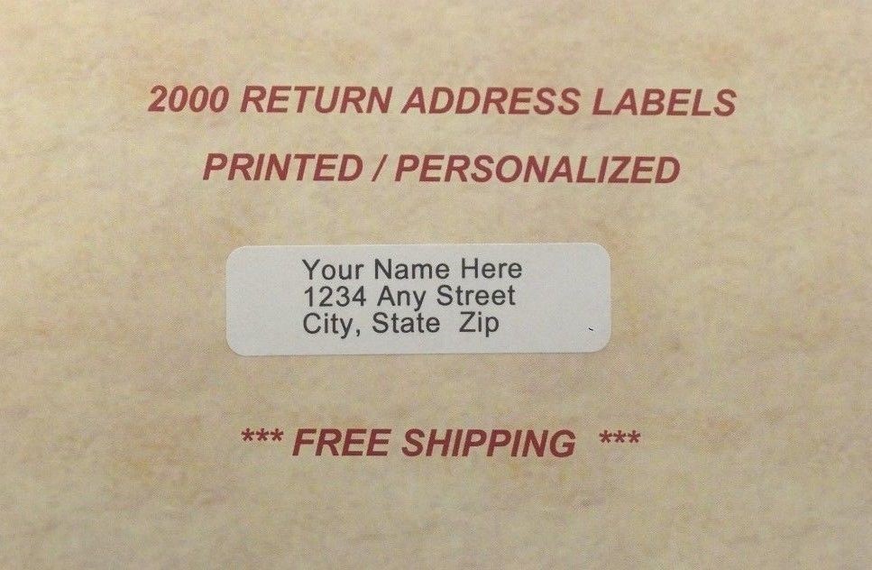 2000 - Personalized / Printed  Return Address Labels - 1/2 x 1 3/4