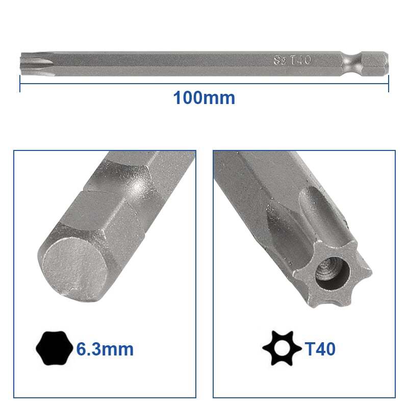 8X Torx Screwdriver Drill Bit Set 100MM Long Hex- T8 T10 T15 T20 T25 T27 T30 T40