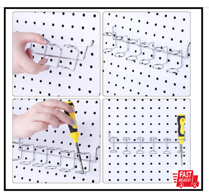 4Pcs Pegboard Screwdriver Holder Peg Board Organizer Accessories Multi Ring Tool