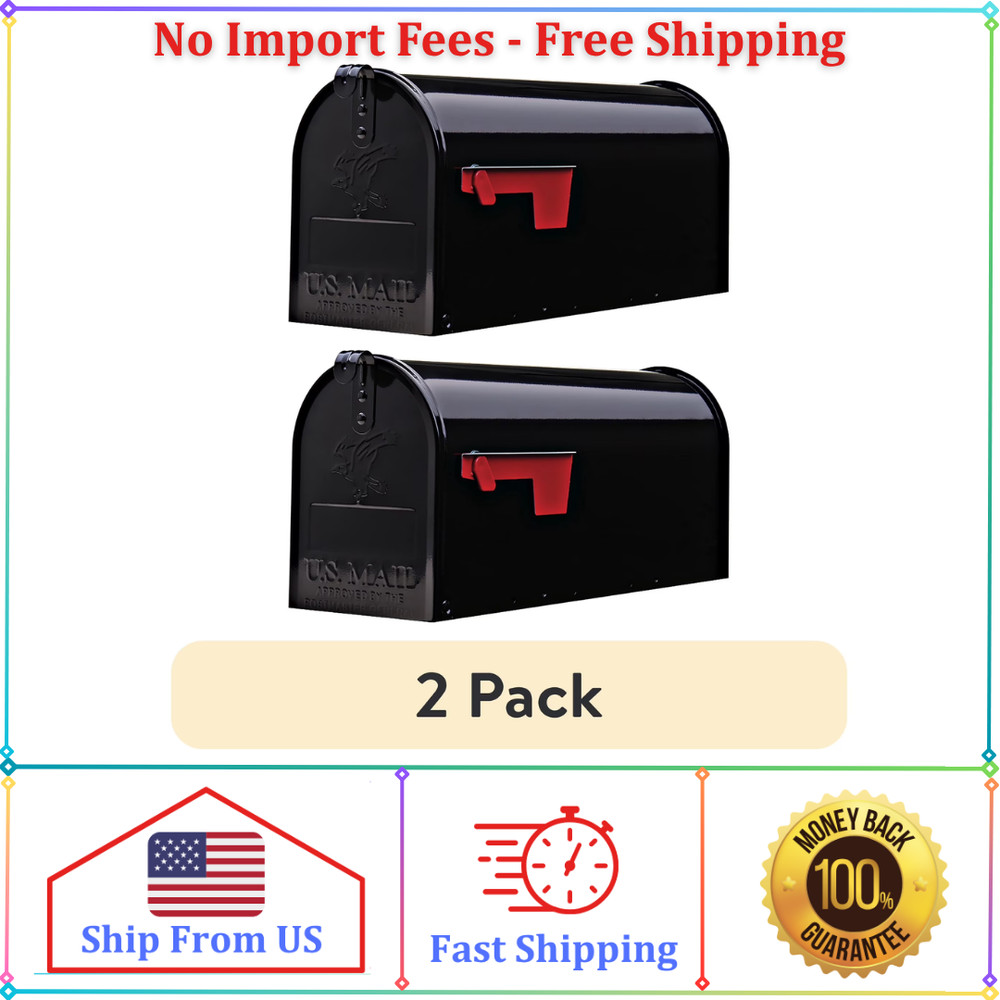 Architectural Mailboxes Elite Galvanized Steel Medium Post-Mount Mailbox in Blac