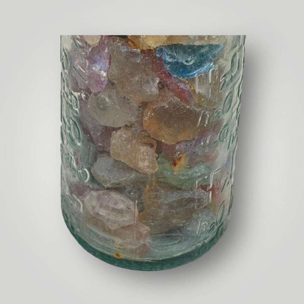 Slag Glass Rock Chunks in Decorative Bottle