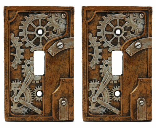 Ebros Steampunk Nautilus Clockwork Gearwork Design Wall Light Switch Plate Set
