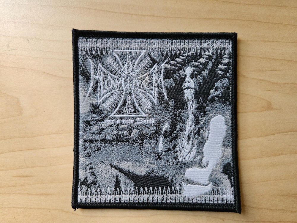 AD HOMINEM, SEW ON WOVEN PATCH BLACK BORDER