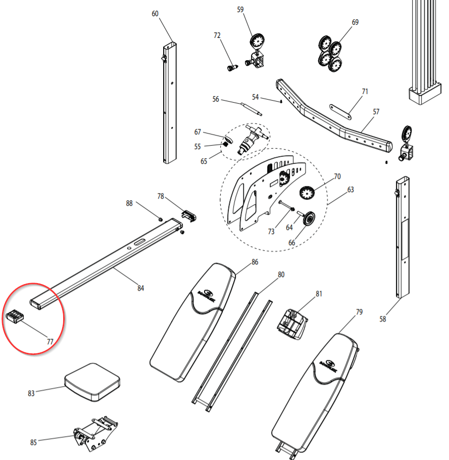 Bowflex Ultimate 2 End Cap Endcap Plug Seat Rail 000-2329 Replacement Part