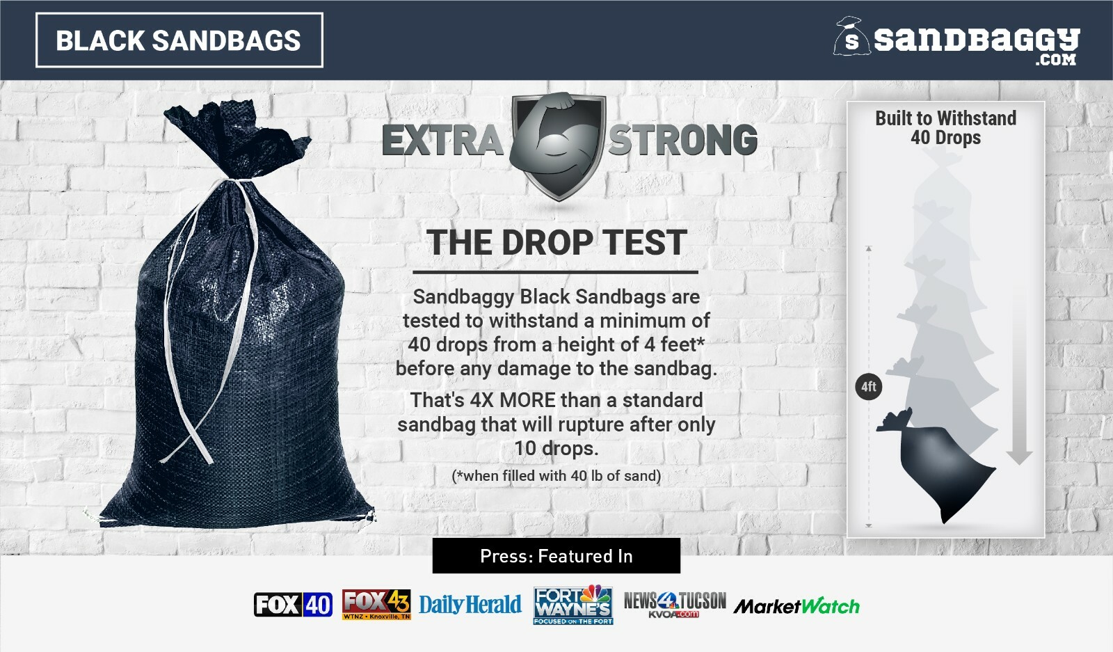 BLACK Military Style OD Heavy Duty Sandbag Sand Bags - 26" x 14" Sandbags Poly