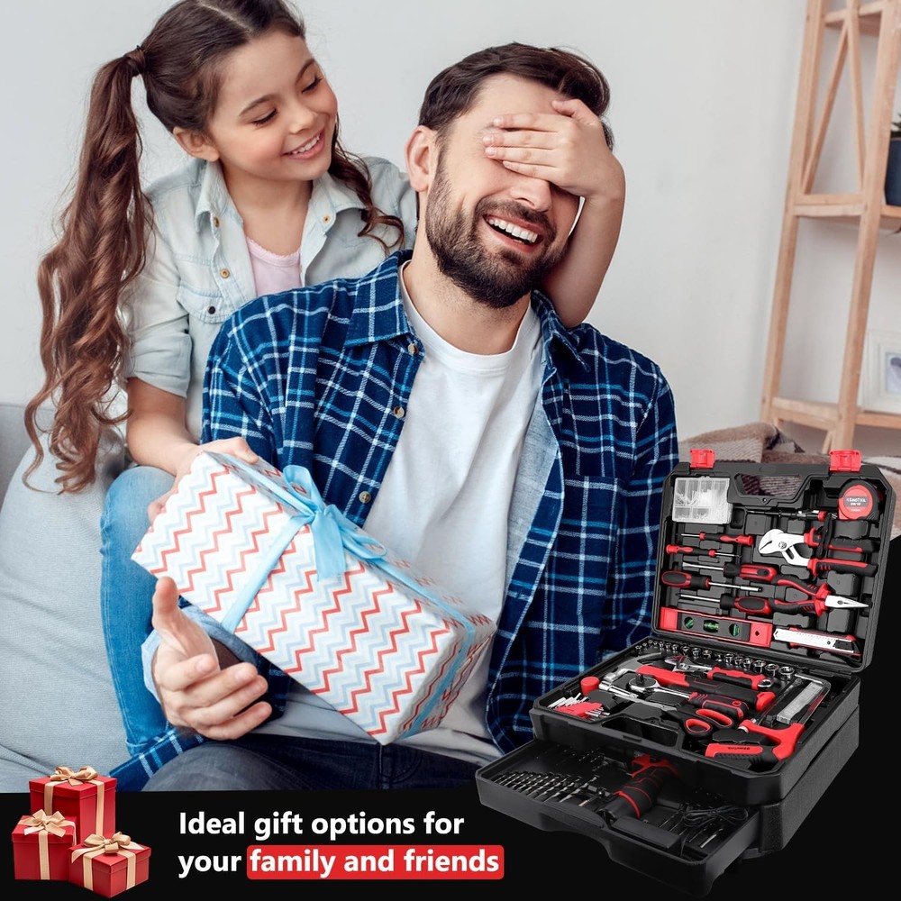 276-Piece Tool Set Kit - Tool Kit with 12V Cordless Power Drill Driver Toolbox S
