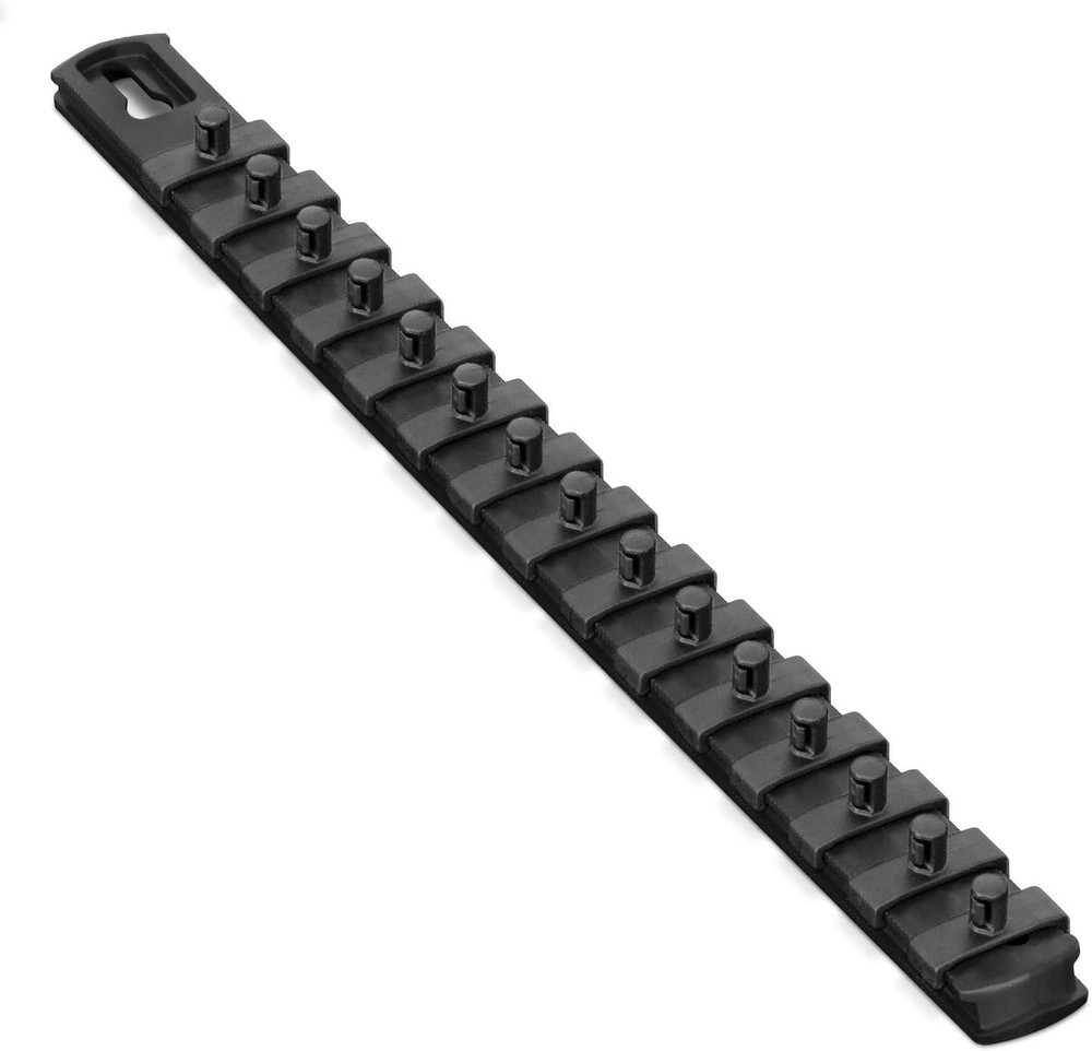 Ernst 13-Inch Socket Rail Organizer with 15 Twist Lock Clips – Secure & Compact