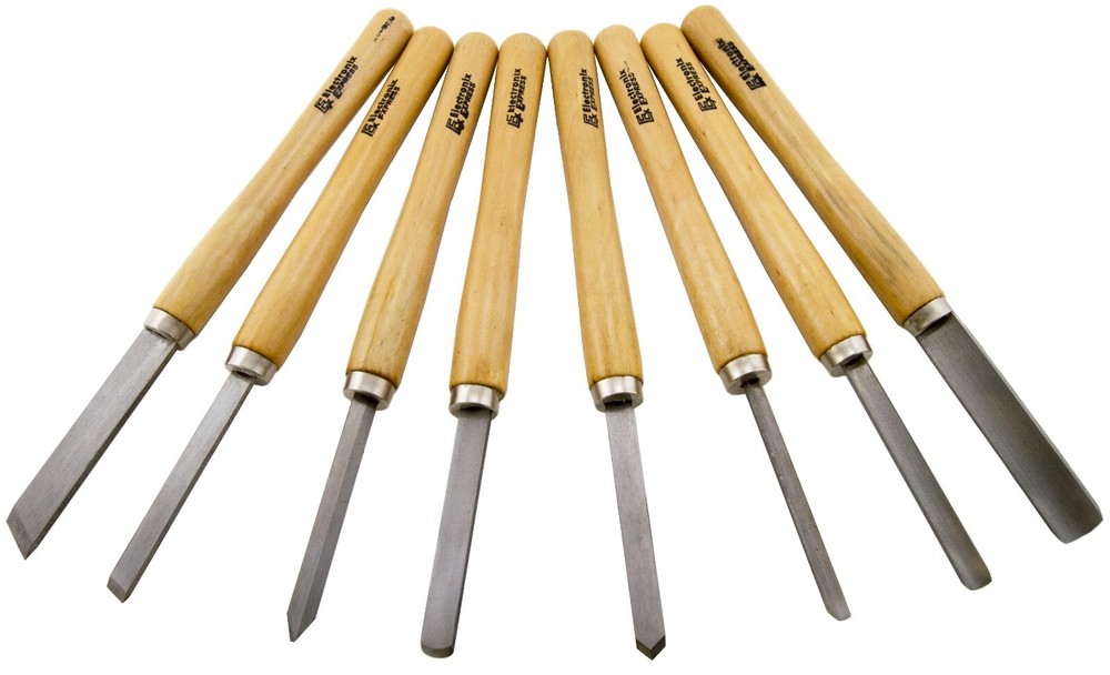 8 Piece Wood Chisel Set for Lathe Woodworking - Gouges, Skews, Parting Tool, etc