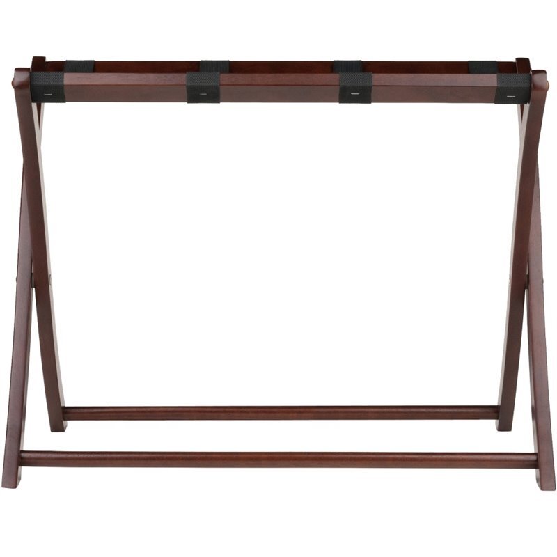 Pemberly Row Transitional Solid Wood Luggage Rack in Brown Finish