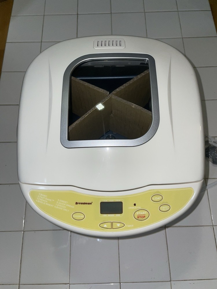 Open Box Breadman Bread Maker 3 Horizontal Loaf Sizes 8 Function TR520 2lb Model