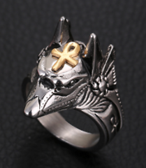 ANUBIS EGYPTIAN GOD WITH ANHK METAL RING BRX20 men egypt women rings jewelry