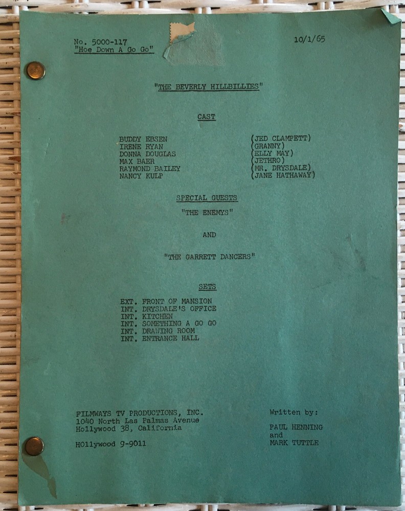 TV Beverly Hillbillies 1965 script.”Hoe Down A Go Go”