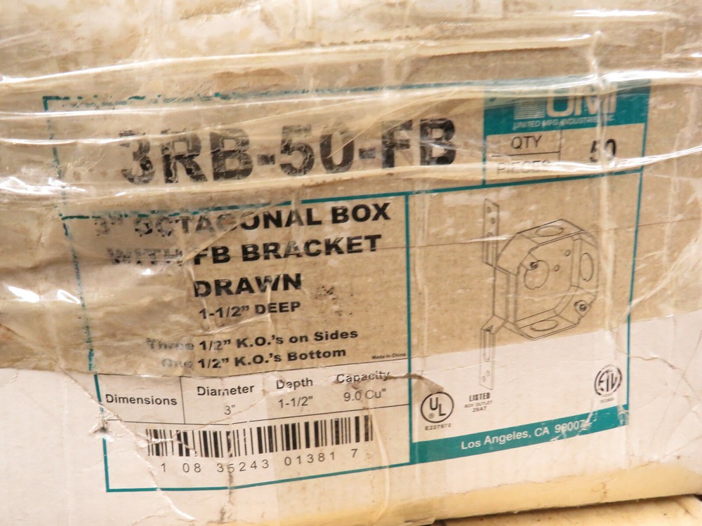 Orbit 3RB-50-FB Octagonal Octagon Box with FB Bracket Drawn 3" Dia, 1-1/2" Deep