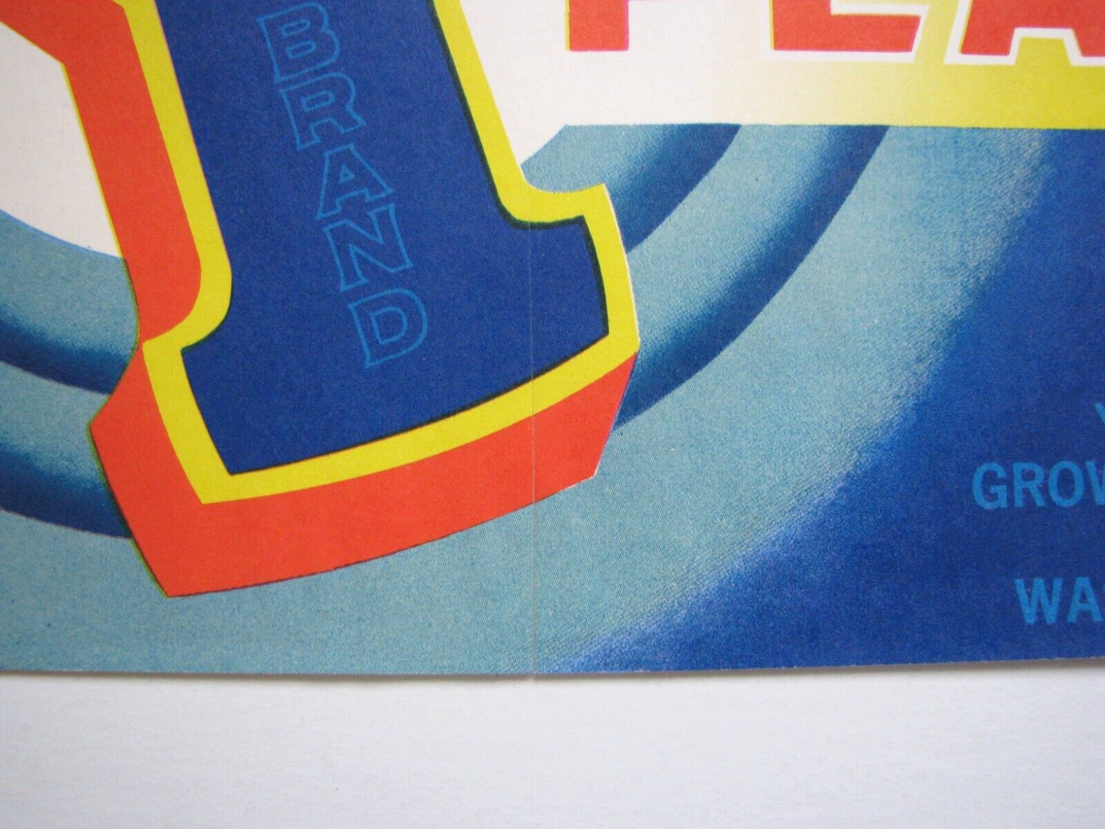 Original 1950s BIG Y pear crate label Yakima Fruit Growers Assn Yakima WA blue