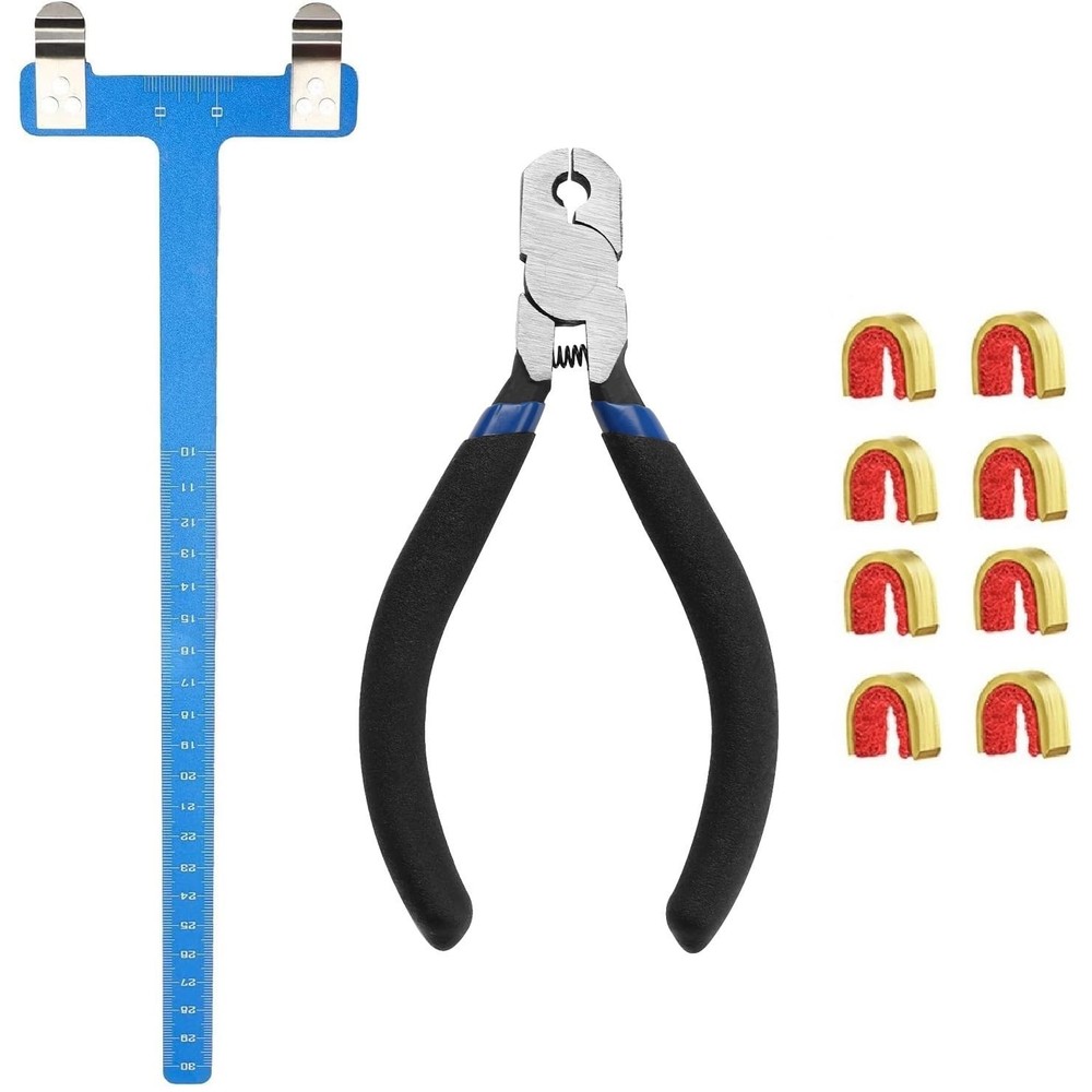 AHOSOUTLY Archery Bow String Nocking Points Set with T Square Ruler Blue