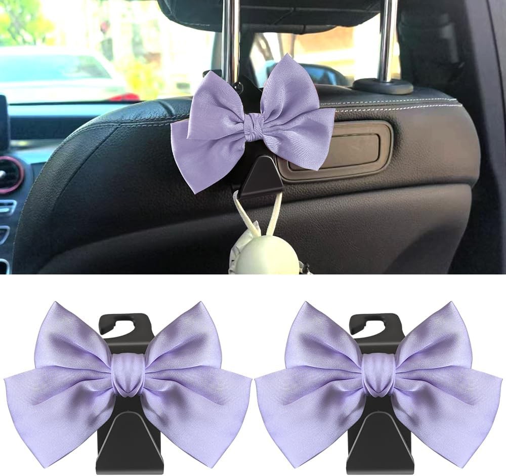 Light Purple Car Headrest Hooks 2 Pack Storage Organizer