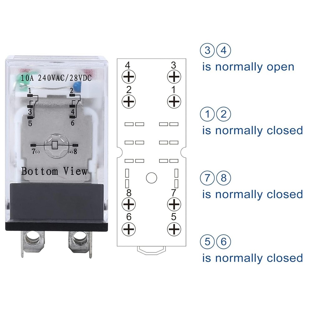 Reliable 10AMP Electromagnetic Relay, 24VAC with Socket Base & LED - 2PCS