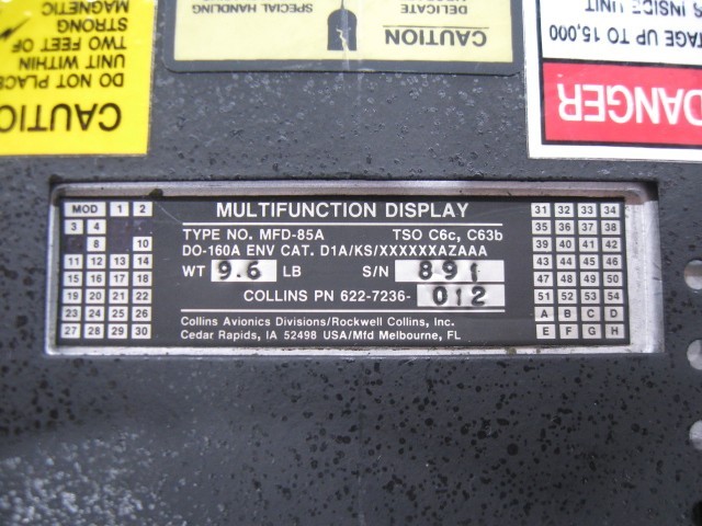 Collins MFD-85A Multi-Function Display - PN: 622-7236-012