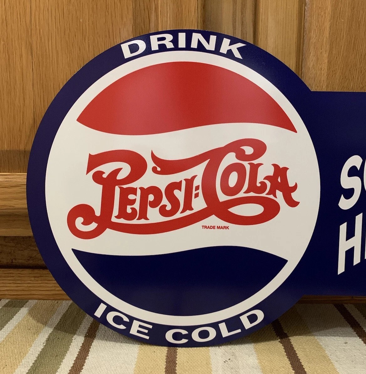 Pepsi Cola Soda Pop Large Flange Metal Sign, Garage Man Cave | Free Shipping