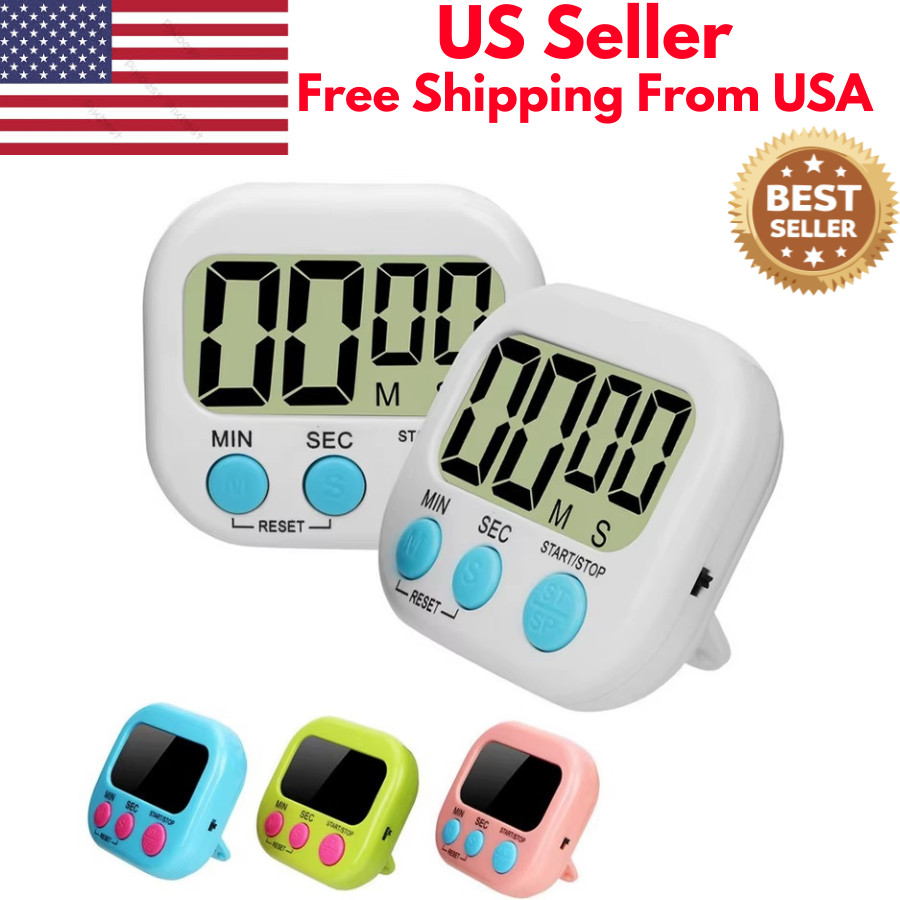Large LCD Digital Kitchen Cooking Timer Count Down Up Clock Loud Alarm Magnetic