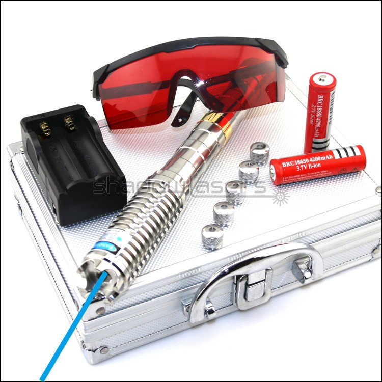 LMCX9 Cyan Laser Pointer Adjustable Focus 488nm Visible Beam Charer&AI Case
