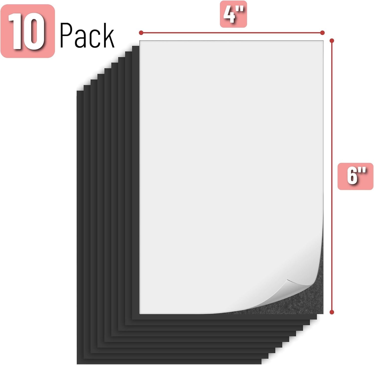 Magnetic Adhesive Sheets, 4" X 6" 10 Pack Cuttable Magnets Flexible Magnet Sheet