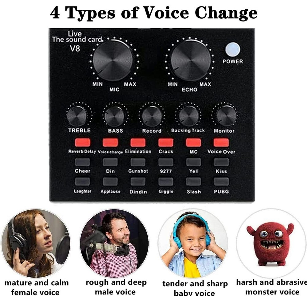 Podcast Equipment Bundle BM-800 Mic Audio Interface Voice Changer Studio Package