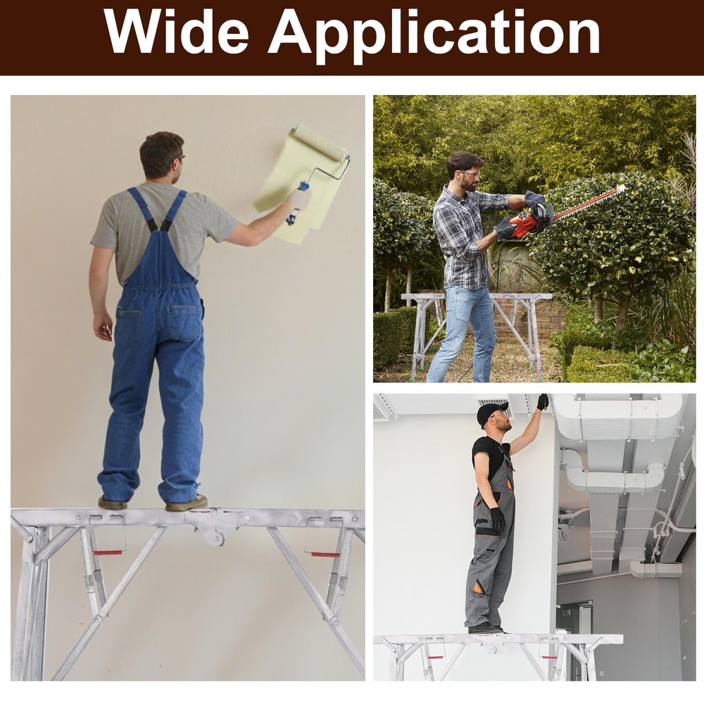 Work Platform Adjustable Height Portable Scaffolding Platform 330 Lb Load US