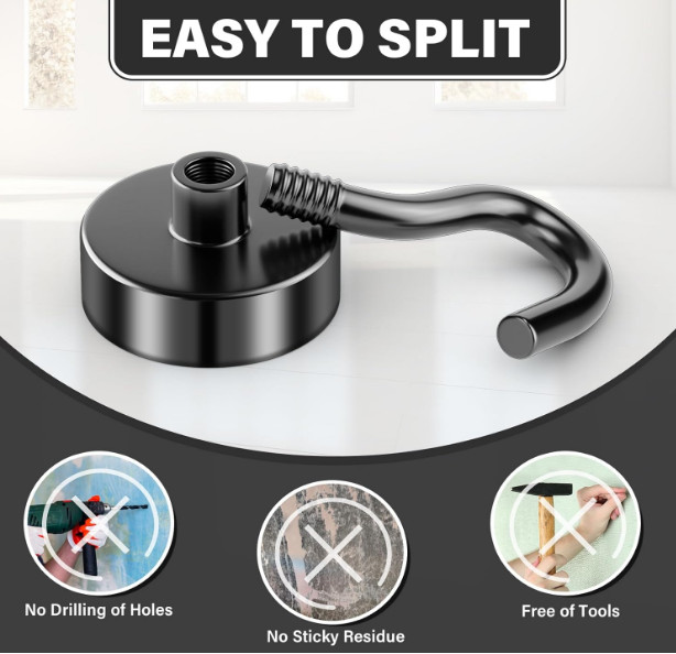 magnetic hooks heavy duty 100lb 50 lbs 25lb 170 lb Extra strong large Black N52