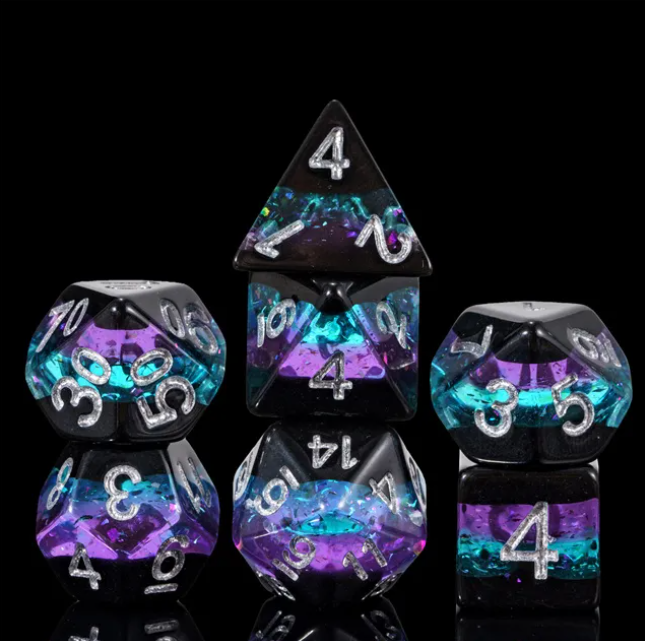 Ebon Twilight Poly RPG Dice Set for DnD Pathfinder d20